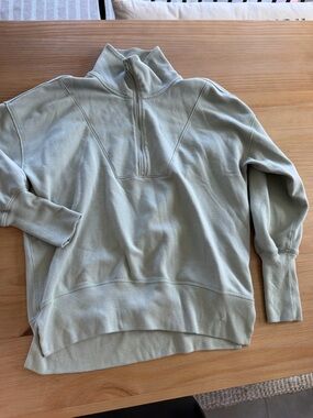 Light Sage Half-Zip Pullover Sweatshirt